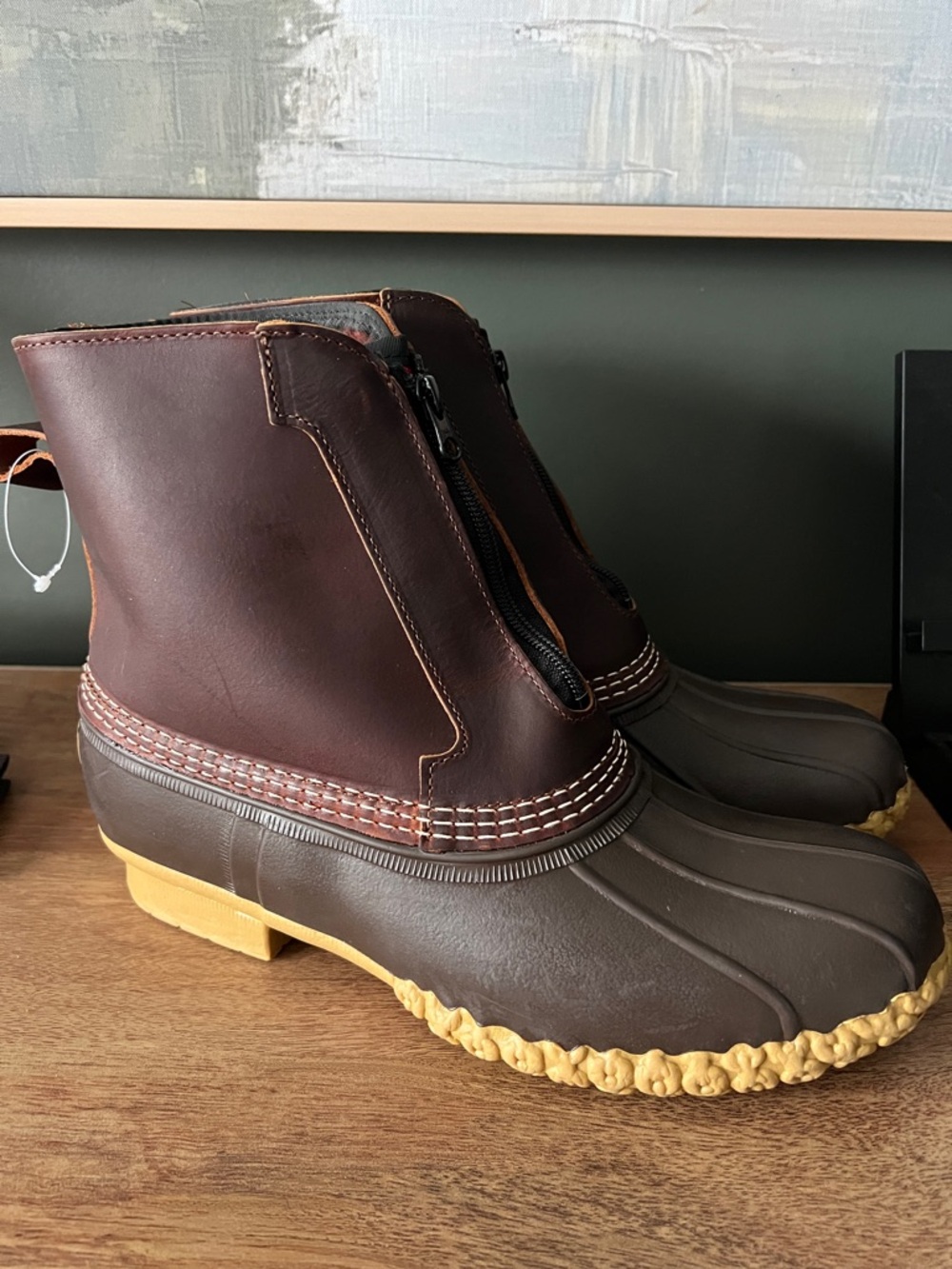 L.L. Bean Brown and Tan Waterproof Zip Duck Boots